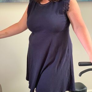 Navy blue ruffled sleeve Talbots dress